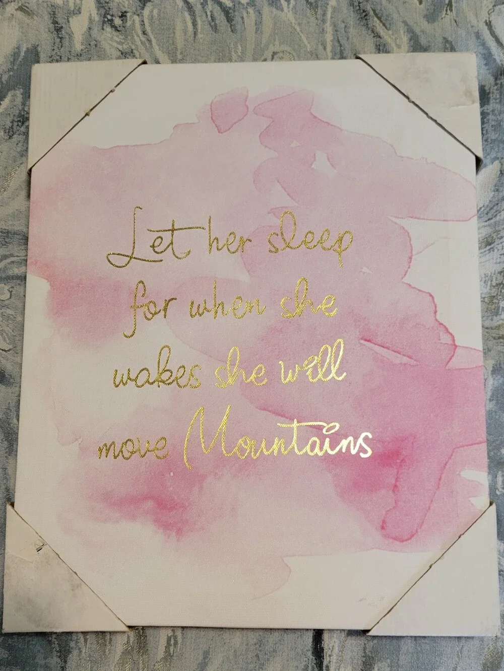 New Pink Watercolor Wall Art with Gold Script - Home Wall Decor